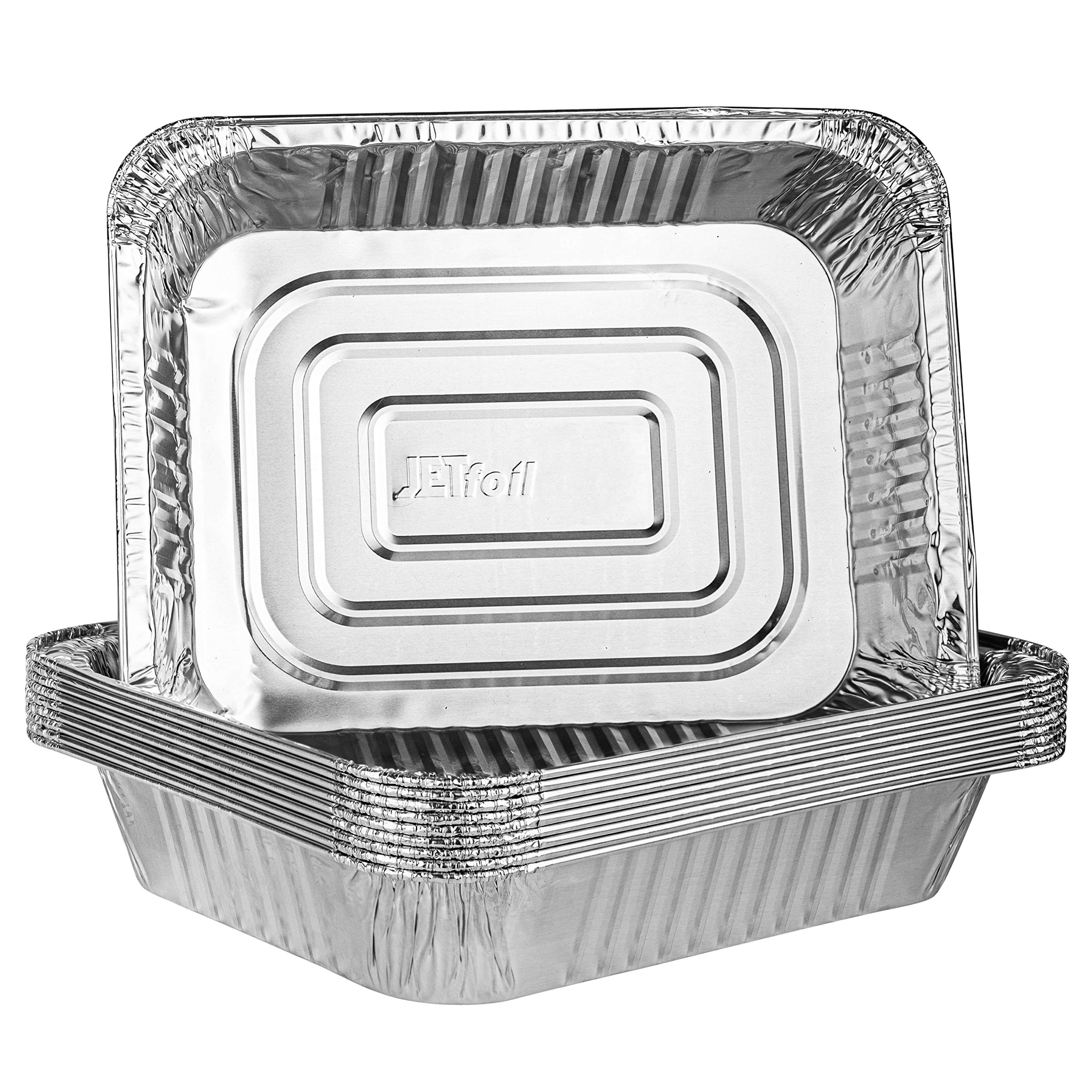 PLASTICPRO Disposable 9 x 13 Aluminum Foil Pans Half Size Deep Steam Table Bakeware - Cookware Perfect for Baking Cakes, Bread, Meatloaf, Lasagna Pack of 10