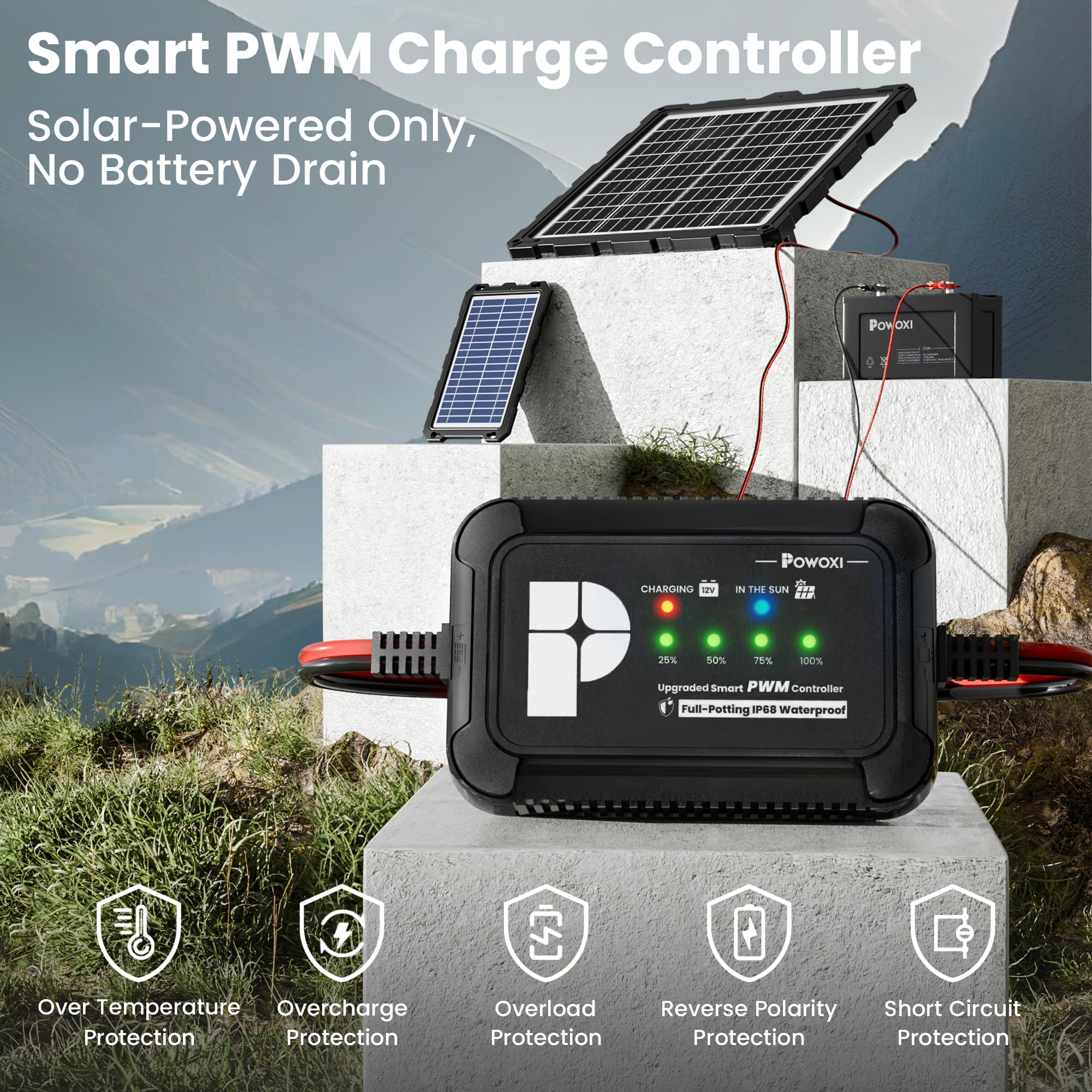 Solar Panels Charge Controller, 10A Battery Regulator for 12V Solar Battery Charger, Solar Battery Maintainer and 12 Volt Batteries Power Kit Safe Protection (Classic Style)