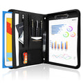 ProCase Portfolio Business Padfolio Folder with Zipper, Conference Meeting Executive File Legal Document Organizer with Pockets Letter Size A4 Writing Pad Notepad Padfolio -Black