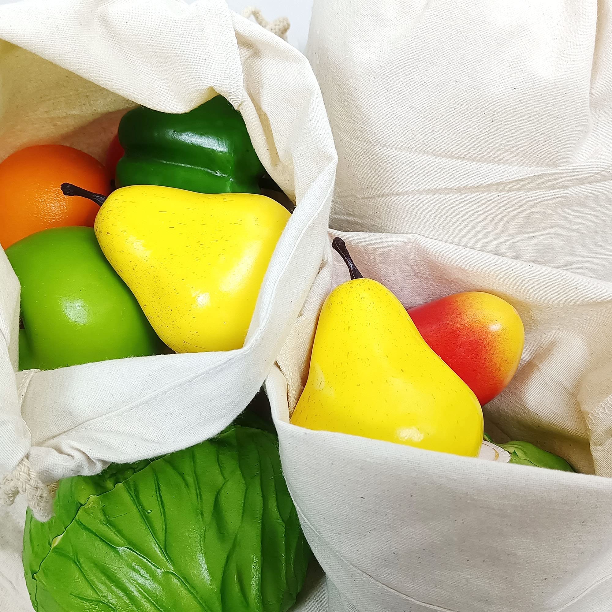 Freletry 8 PCS 10"x12"/25x30cm Drawstring 100% Cotton Muslin Bags Reusable Storage Bag for Shopping Home Kitchen Food Grocery Vegetable Storage etc. (8 PCS 10"x12"/25x30cm)
