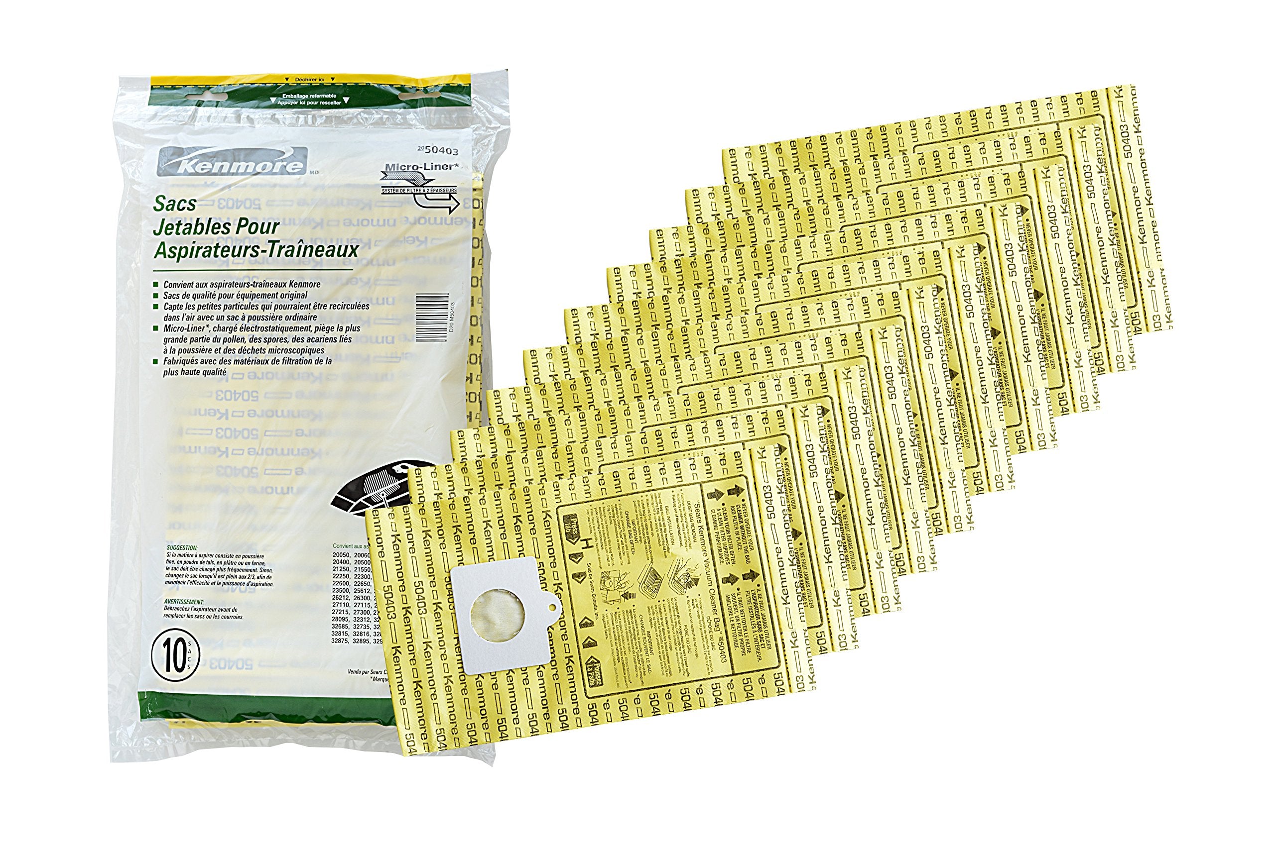 Kenmore Disposable Canister Vacuum Cleaner Bags 50403, 10-count