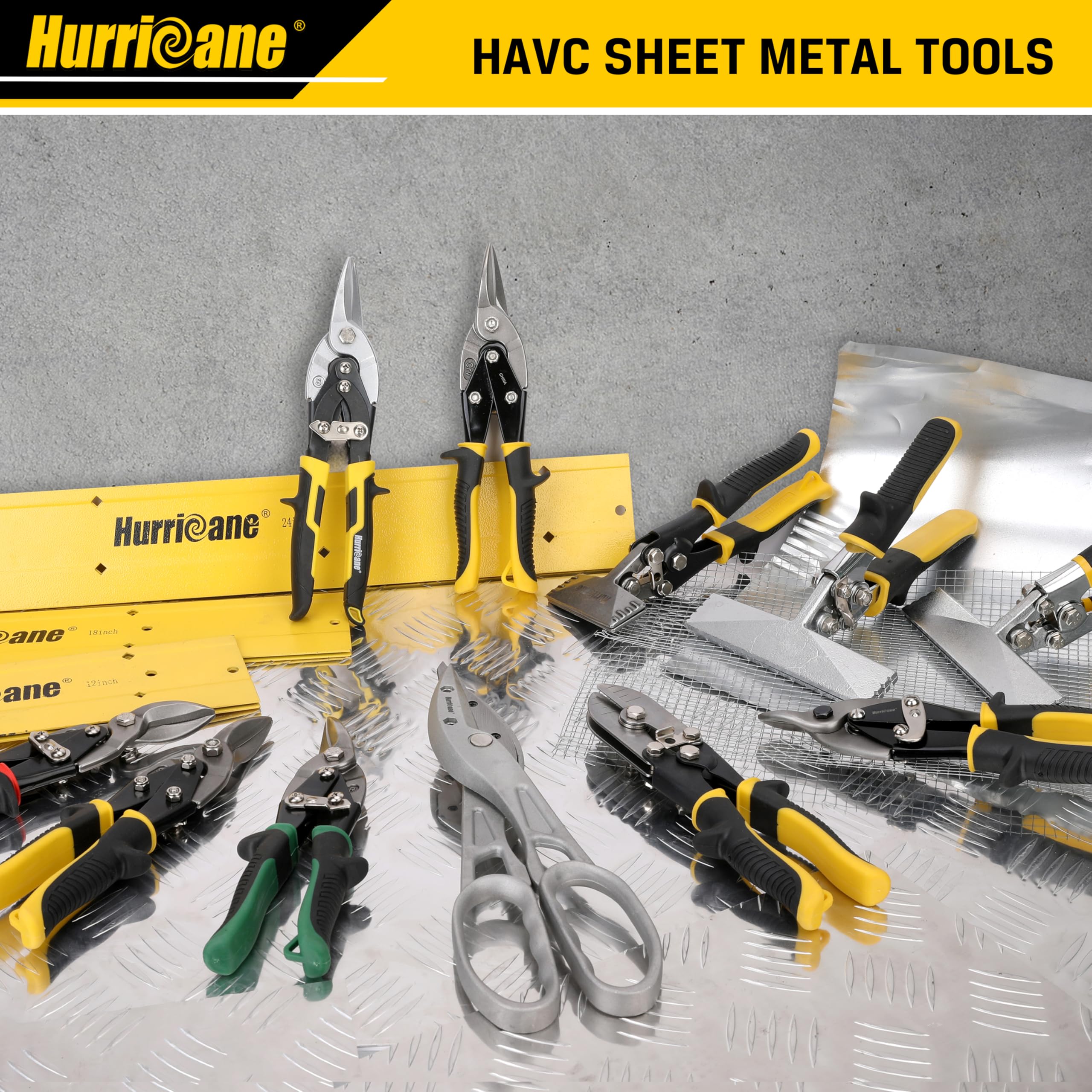 Hurricane 10 Inch Aviation Snips, Straight Cut Metal Shears for Aluminum, Plastic & Thin Gauge Sheet, Regular Sheet Metal Cutter. Ideal for HVAC, Gutter & DIY Projects