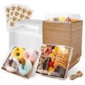 Charcuterie Boxes with Clear Lids Mini Bakery Boxes Disposable Treat Boxes to Go Small Food Containers for Dessert Cookie Sandwich Cake 5.3x4.9x2.5INCH(50 Pack, Brown)