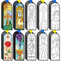 100Pcs Easter He is Risen Color Your Own Bookmarks Double-Sided Stained Glass Style DIY Coloring Blank Bookmarks Religious Christian Sunday School Church Resurrection Cross DIY Crafts Gifts for Kids