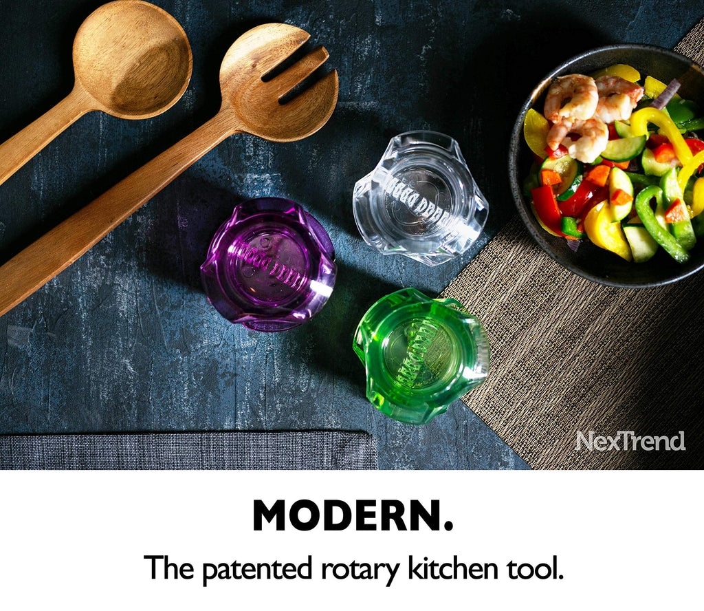 Nextrend Garlic Twister 4th Gen - Ginger, Herb, Nuts & More - Handheld Kitchen Mincer, BPA Free, Dishwasher Safe (Clear)