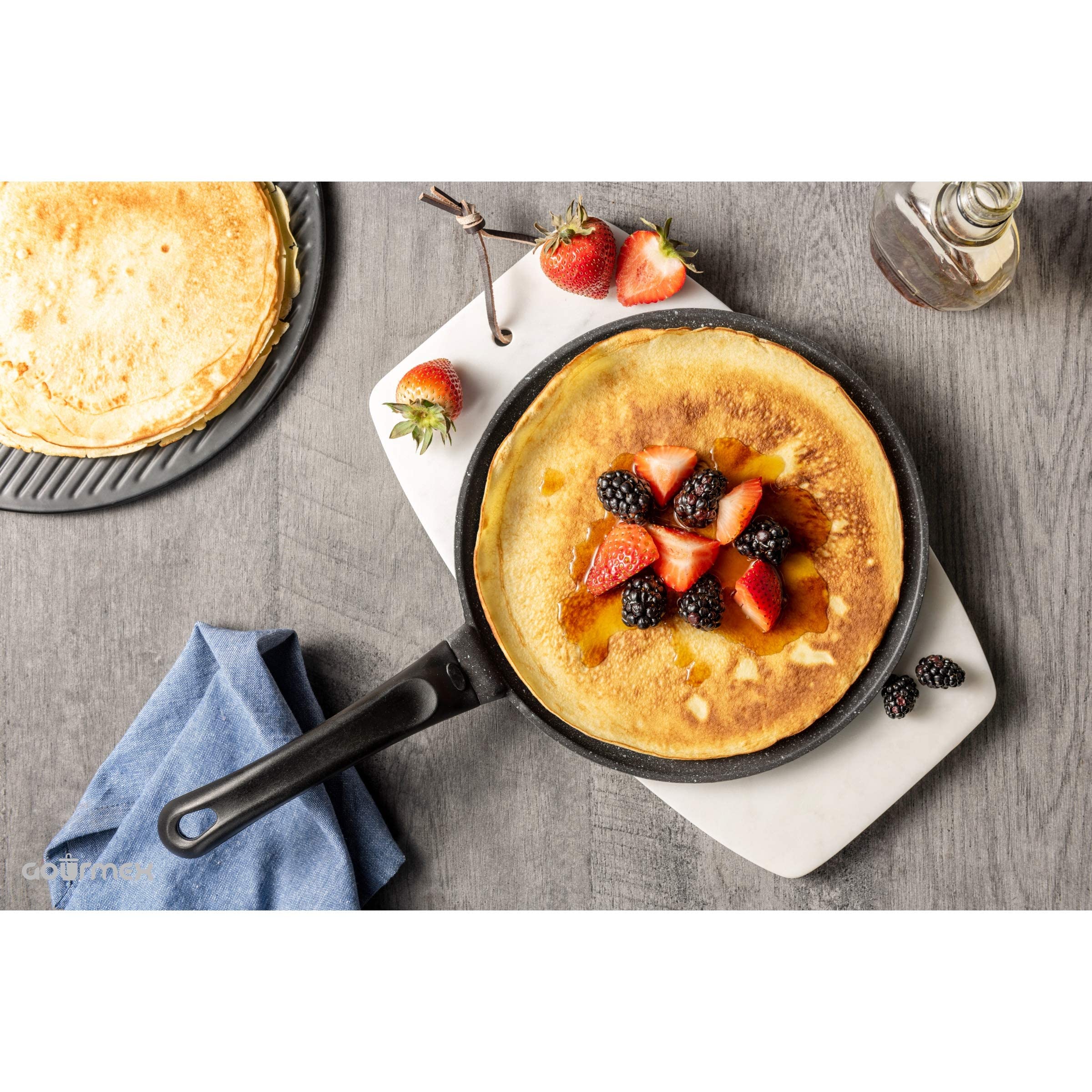 GOURMEX 26cm Induction Crepe Pan, Black, PFOA Free Nonstick Coating | Great Skillet for Omelets and Crepes | (26cm Crepe Pan)