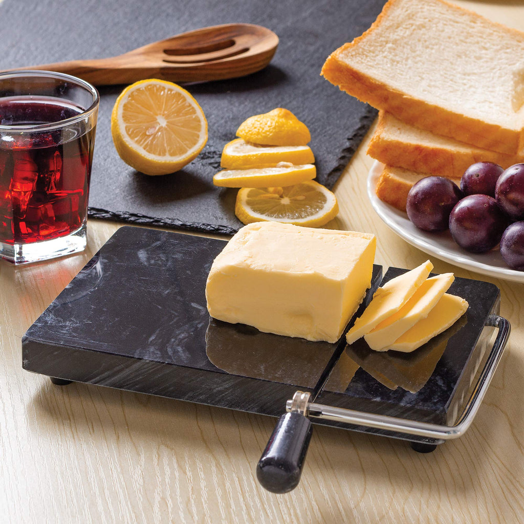 Fox Run 3832 Cheese Slicer with Replacement Wires, Marble, Black 8" x 5"