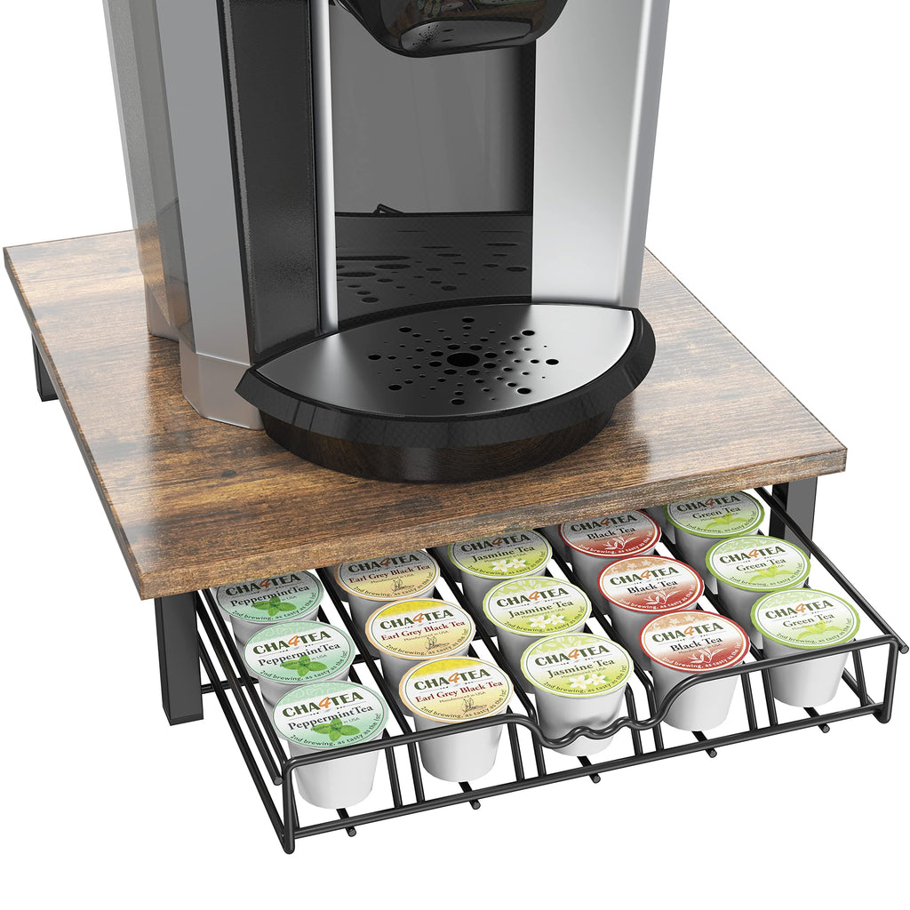 Deco Brothers K-Cup Holder Drawer for 30 Coffee Pods Storage, Rustic Brown