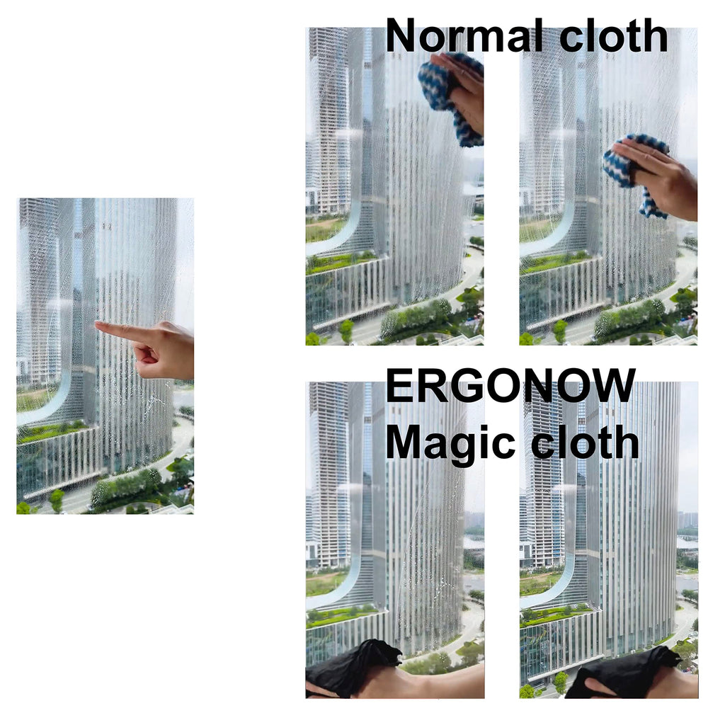 ERGONOW Magic Glass Cleaning Cloth - Streak Free, Ultra-Absorbent car Window Fog Remover, Monitor Screen, and Glasses Cleaning Towel Made from Seaweed fibers (10, 30cm x 30cm)