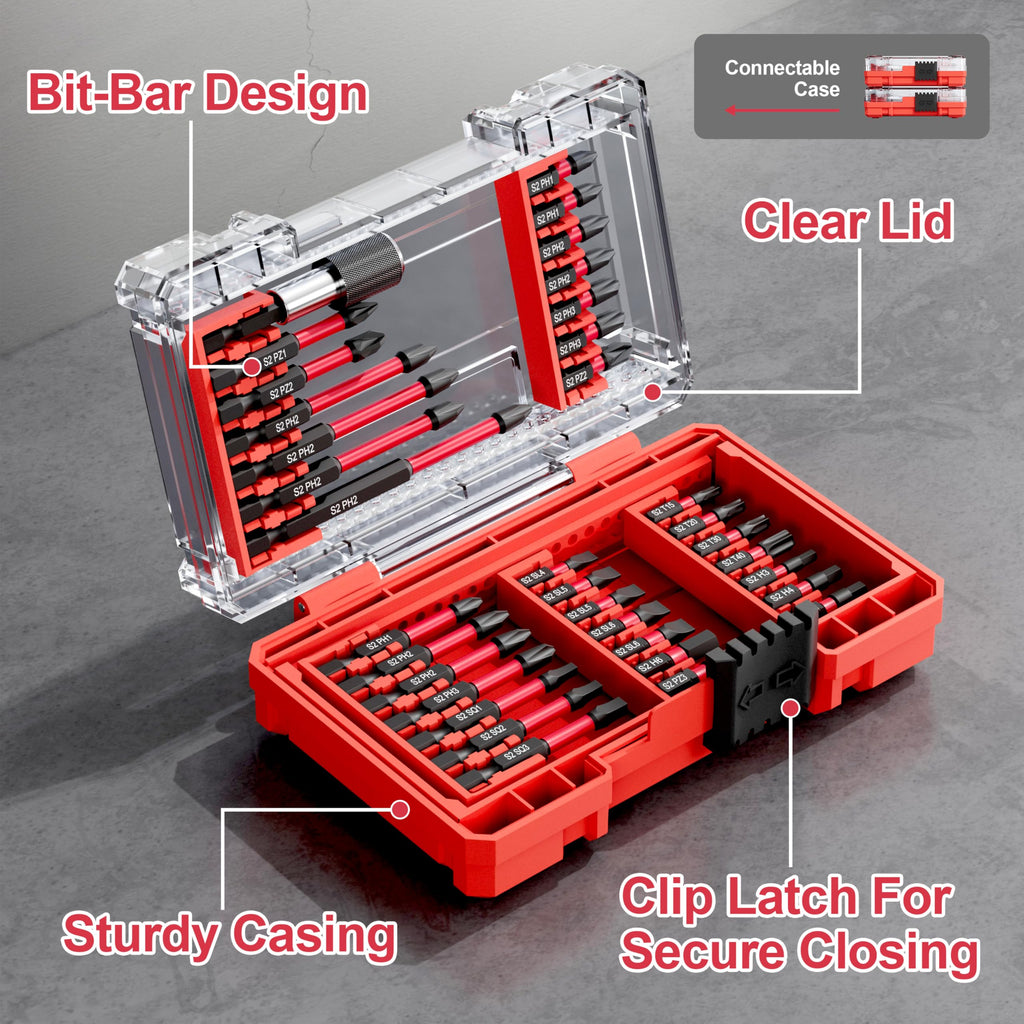 YOSIGHT 35Pcs Screwdriver Bits Set S2 Steel Screwdriver Impact Kit with a Storage Case, Used for Power Screwdrivers and Electric Drill Drivers
