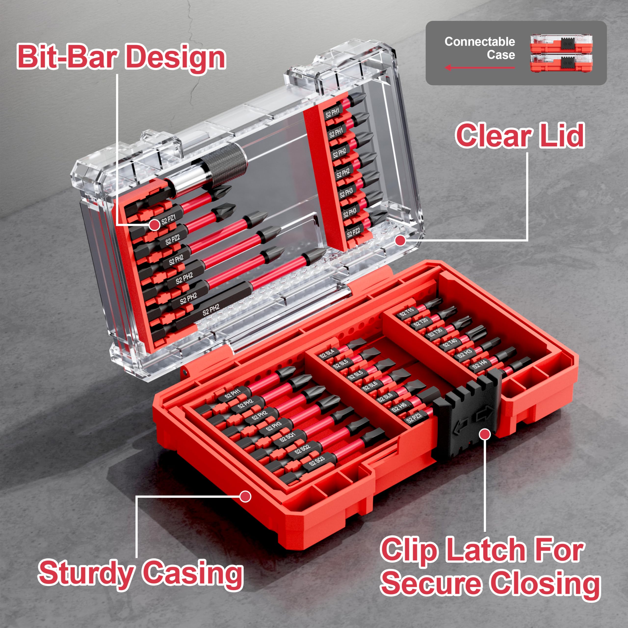 YOSIGHT 35Pcs Screwdriver Bits Set S2 Steel Screwdriver Impact Kit with a Storage Case, Used for Power Screwdrivers and Electric Drill Drivers
