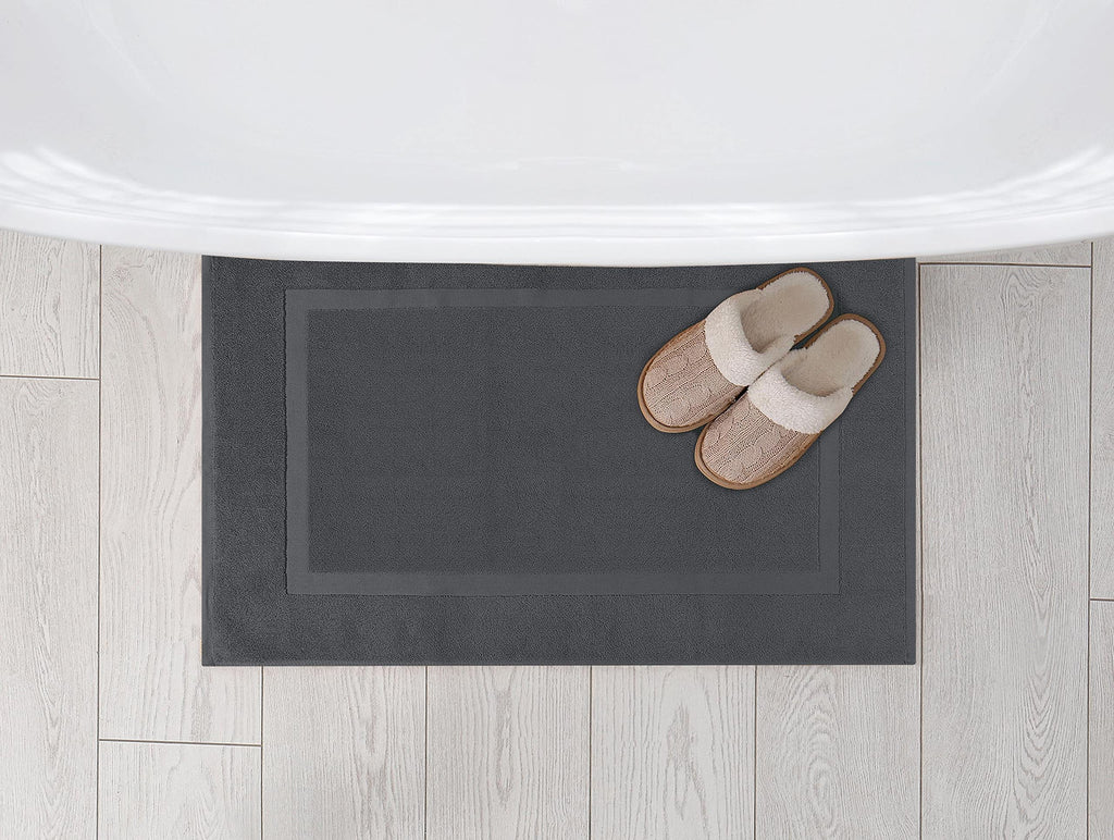 Utopia Towels Cotton Banded Bath Mats, 2 Pack, Not a Bathroom Rug, 21 by 34 Inches, 100% Ring Spun Cotton, Highly Absorbent Shower Bathroom Floor Towel, Grey