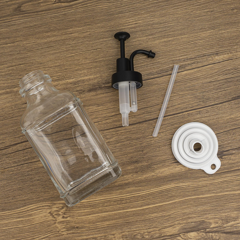 Ezebesta 2 PCS 500ml Syrup Dispensers with 36 Labels Large Glass Bottles with Black Pressing Pumps and Various Syrup Labels for Kitchen Coffee Station Organization