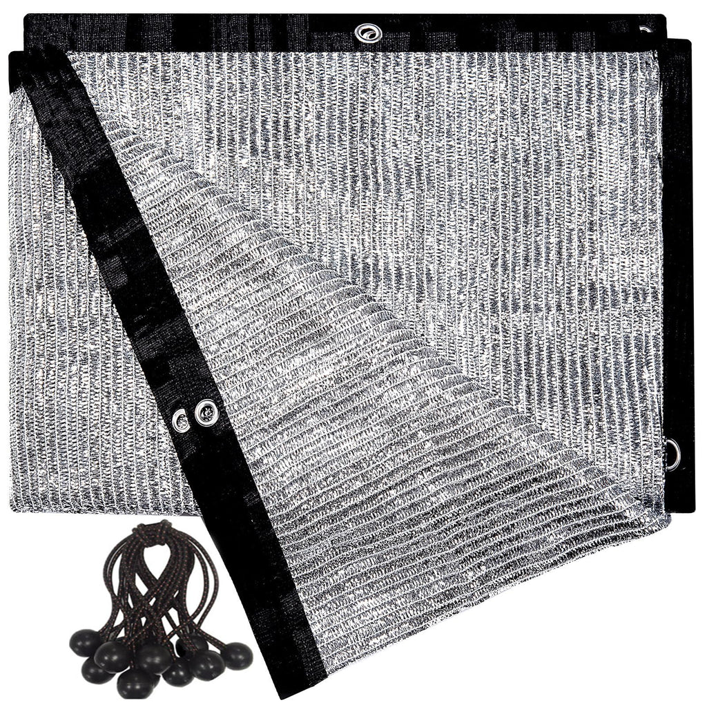 70% Aluminum Shade Cloth 6.5 FT x 10 FT, Durable Mesh Silver Tarps with Grommets and Ball Bungee,Reflective Sun Shade Net Cover for Pet Shade, Car Cover, Patio Garden, Pergola, Plants Growing, Pools