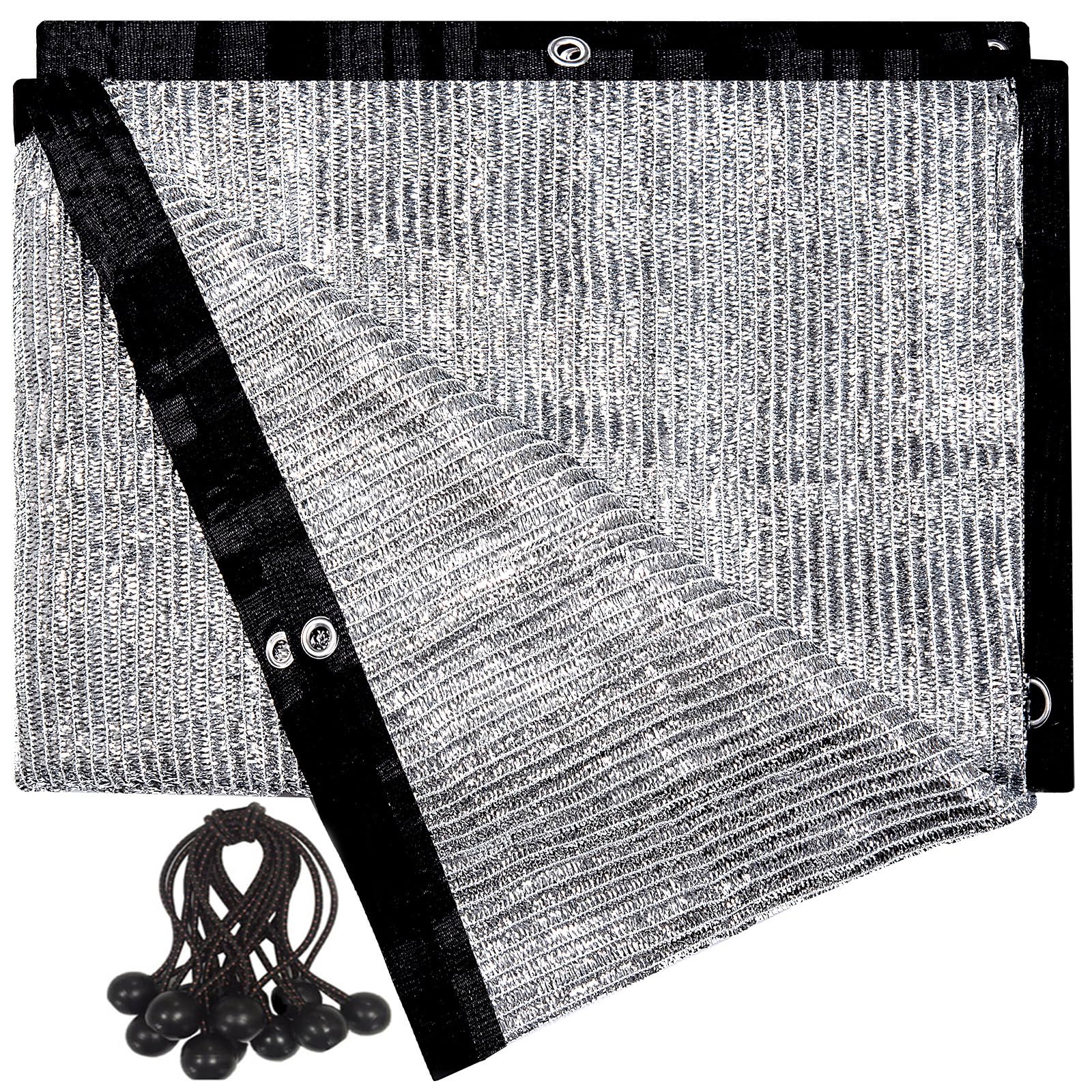 70% Aluminum Shade Cloth 6.5 FT x 10 FT, Durable Mesh Silver Tarps with Grommets and Ball Bungee,Reflective Sun Shade Net Cover for Pet Shade, Car Cover, Patio Garden, Pergola, Plants Growing, Pools