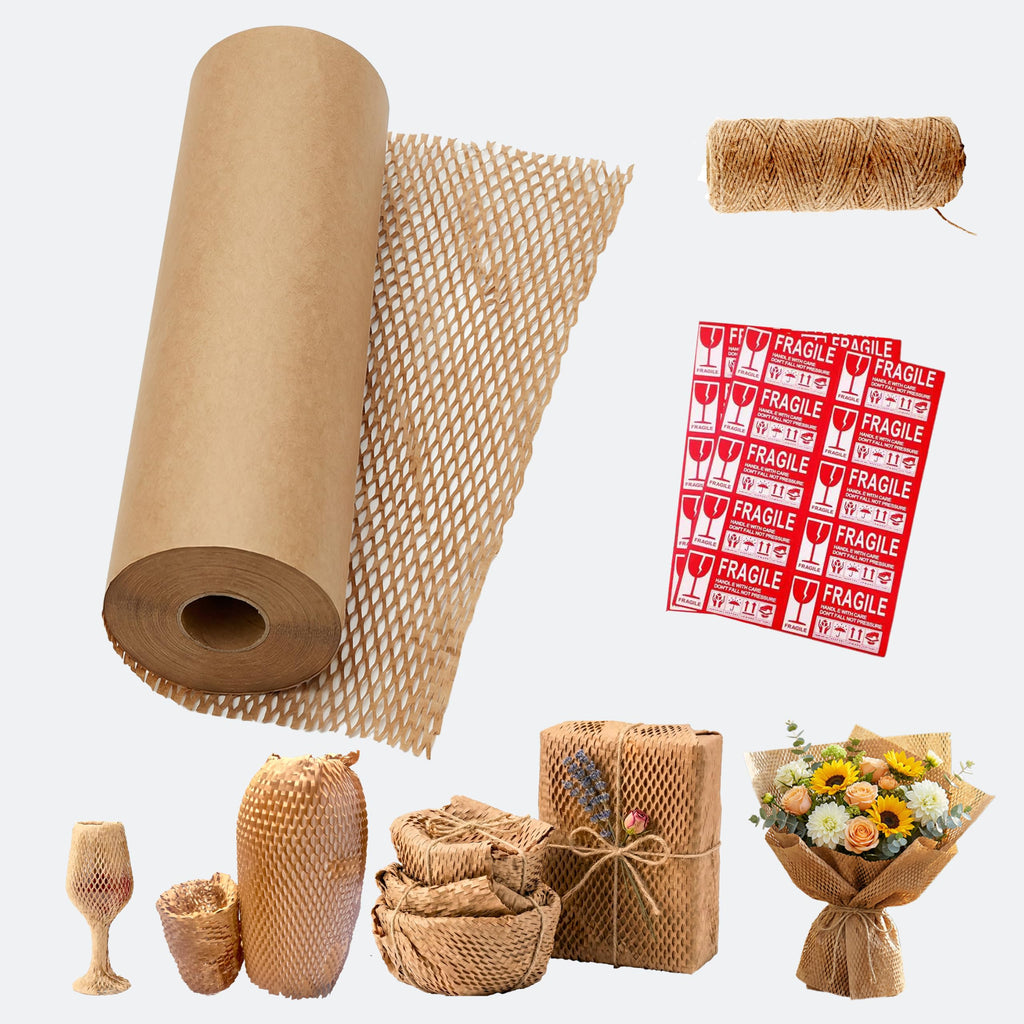 Honeycomb Packing Paper 12”x200’, Bubble Cushioning Wrap for Packing Moving,Products & Gifts Wrapping Paper, Recyclable and Biodegradable Shipping Packing Materials