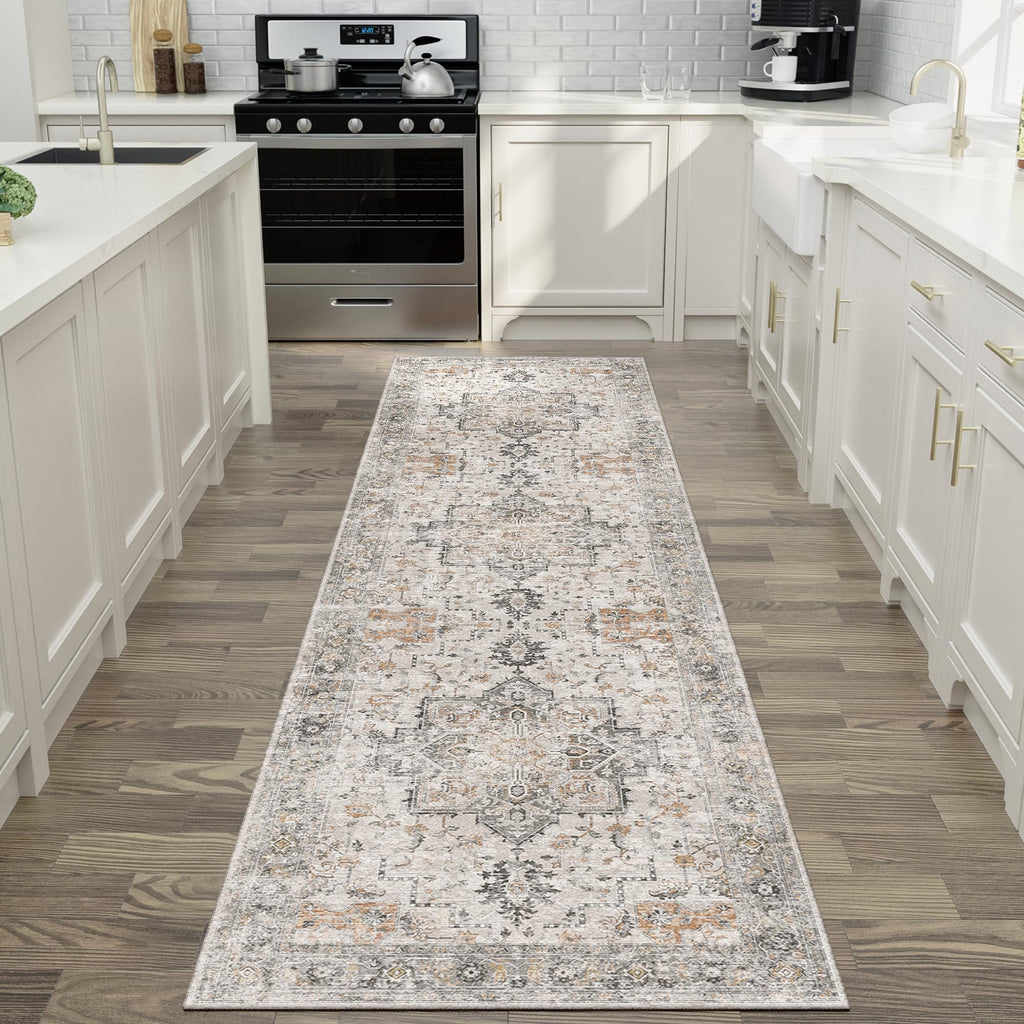 GENIMO Area Runner Rugs 2x6 for Living Room, Non-Slip Machine Washable Rug for Hallway Kitchen, Low Pile Print Rug for Bedroom Dining Room Home Office
