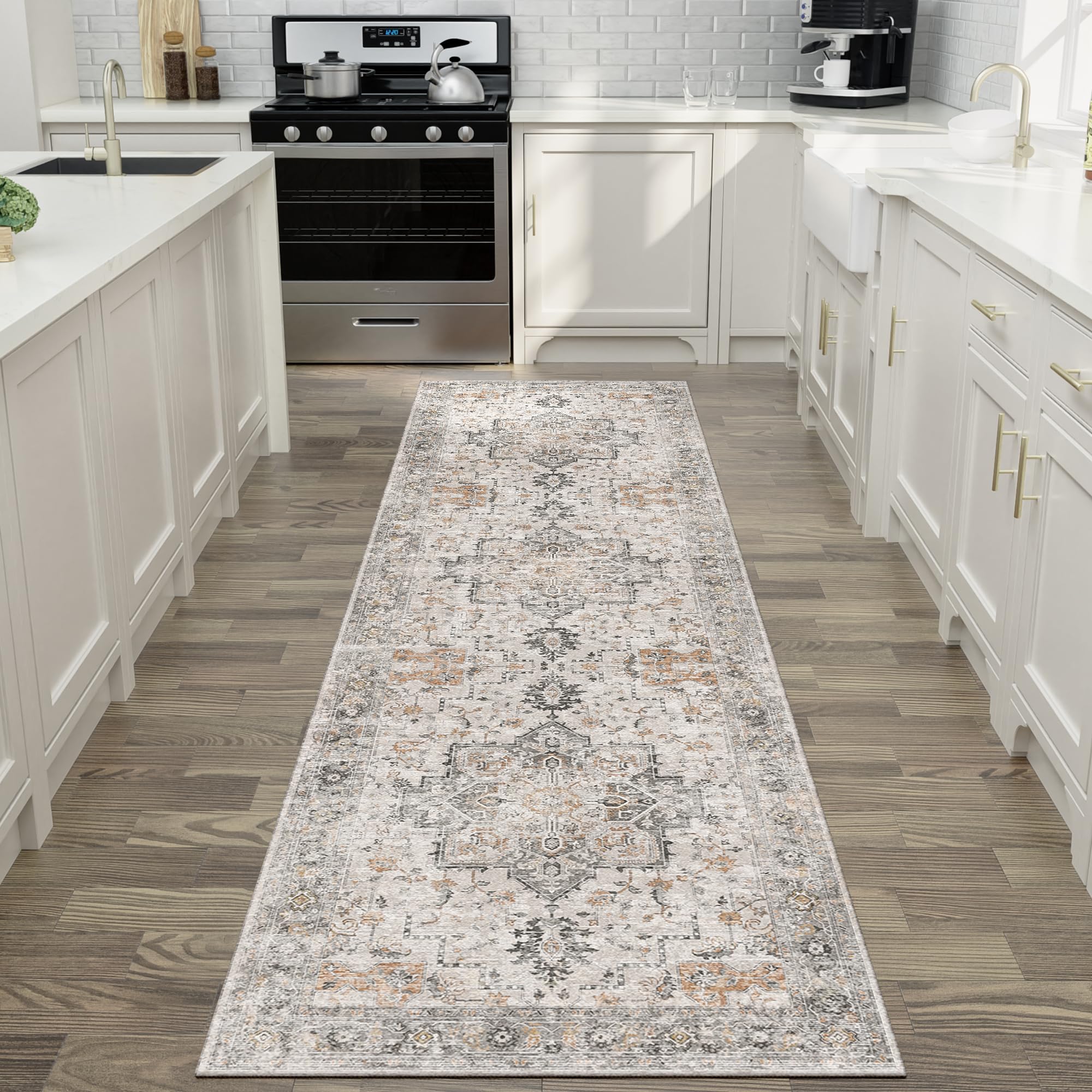 GENIMO Area Runner Rugs 2x6 for Living Room, Non-Slip Machine Washable Rug for Hallway Kitchen, Low Pile Print Rug for Bedroom Dining Room Home Office