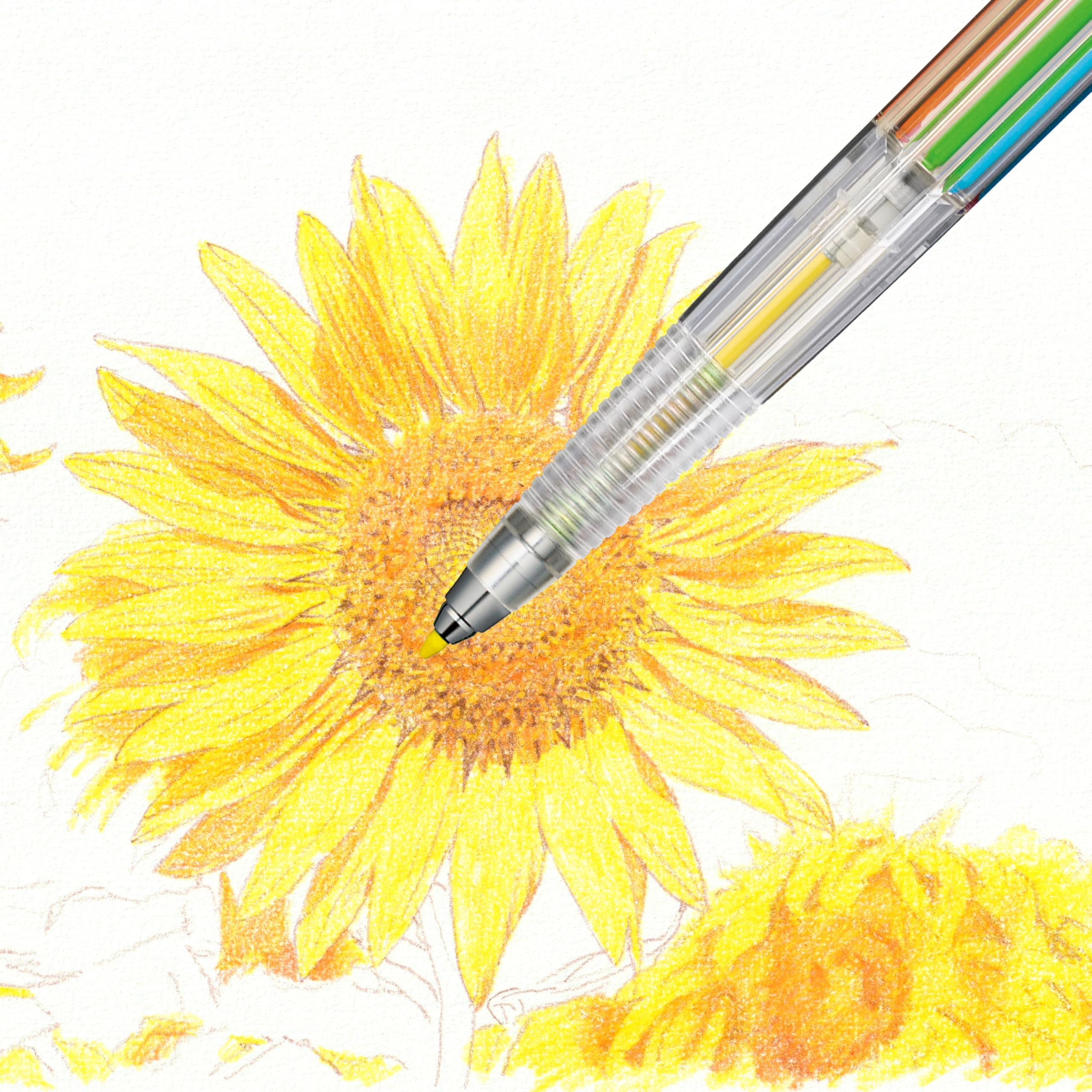 Pentel Art Multi 8 Colour Pencil (2.0mm) XPH804 8 Colours in 1 Pencil, 12 Refill Lead Colours and Lead Sharpener