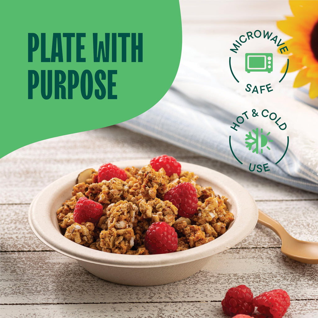 100% Compostable 16 oz. Paper Bowls [125-Pack] Heavy-Duty Disposable, Bulk Pack, Eco-Friendly Natural Unbleached Bagasse, Hot or Cold Use, Biodegradable Made of Sugar Cane Fibers