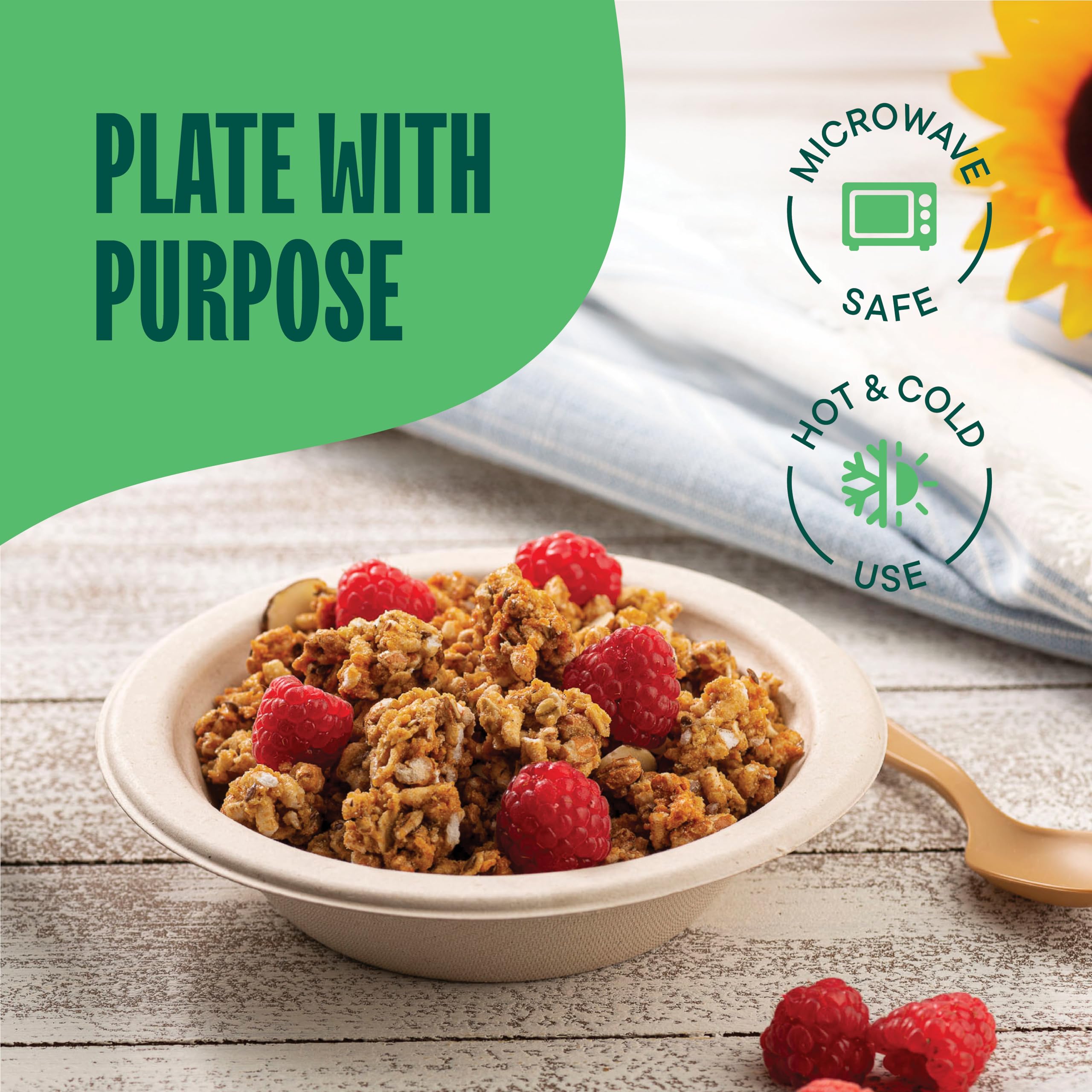 100% Compostable 16 oz. Paper Bowls [125-Pack] Heavy-Duty Disposable, Bulk Pack, Eco-Friendly Natural Unbleached Bagasse, Hot or Cold Use, Biodegradable Made of Sugar Cane Fibers