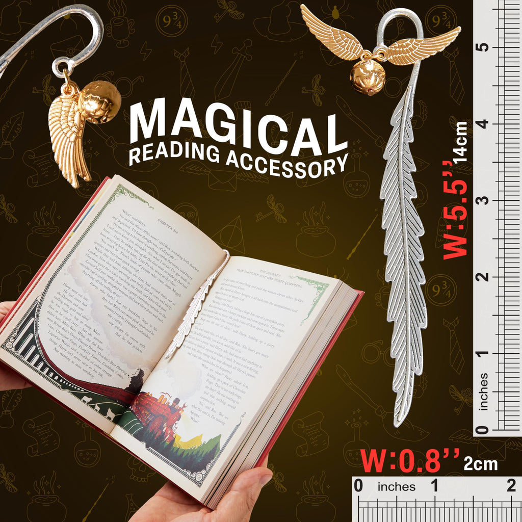 Harry Potter Metal Bookmark Gift Box with Hanging Charm Gift for Women Kids School Uni Reading Teacher Gifts (Golden Snitch)