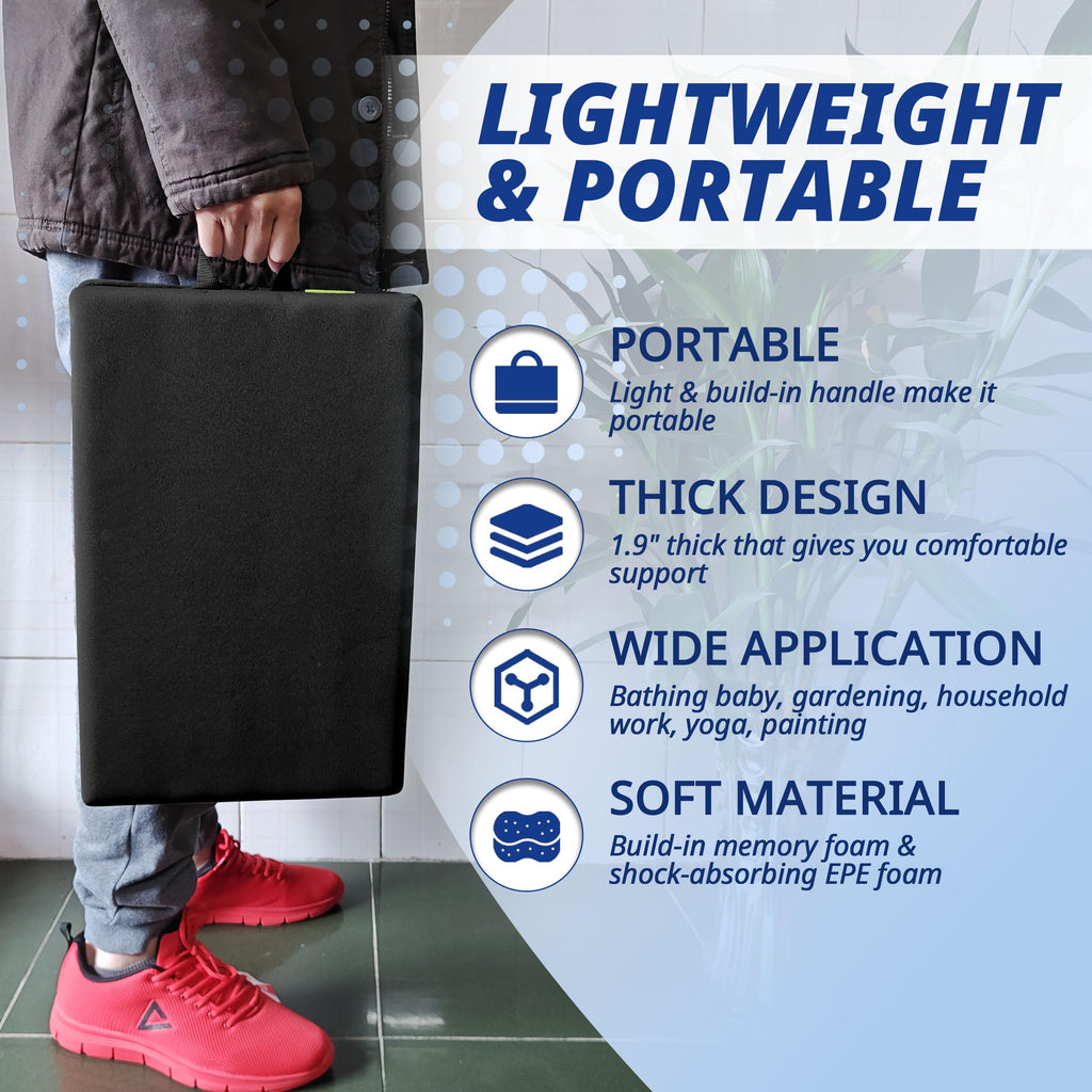 ECODESEO Extra Thick Kneeling Pad, Bath Kneeler Pad, Garden Kneeling Pad for Knee, Water Resistant Soft Memory Foam Cushioning for Workout, Yoga, Bathing, Physical Therapy, Prayer Pillow, Black