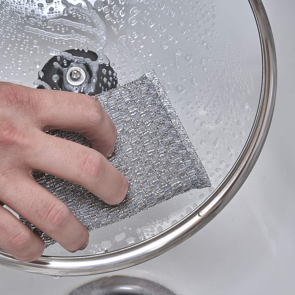 Gold and Silver Kitchen Sponge Scrubber, Heavy Duty Metallic Sink, Pot, Dish Washing Scrubber Non-Scratch, Non-Metal, Kosher Sponge, Pack of 12 (Superio)