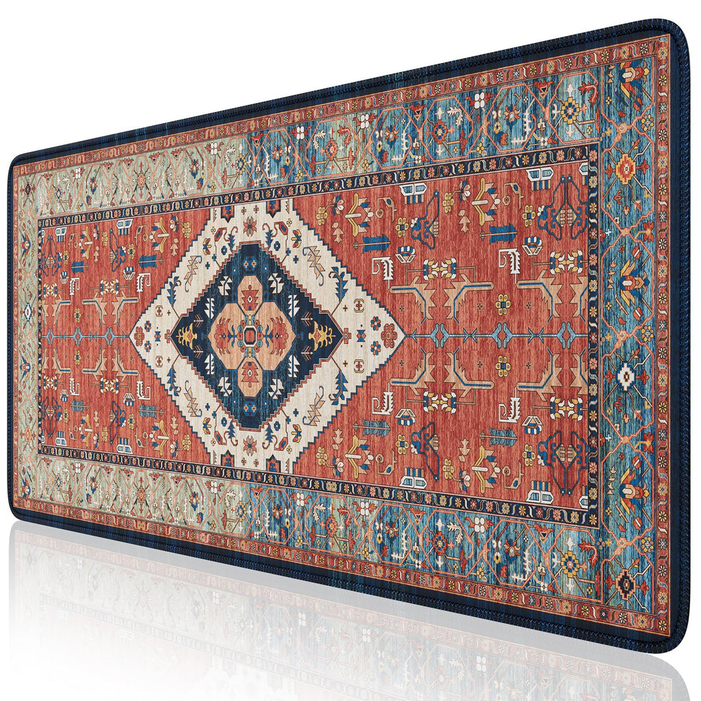 iCasso Rug Desk Mat,Extra Large Desk Pad Non Slip,XXL Keyboard Mat for Home,Long Extended Gaming Mouse Pad with Stitched Edges,Desk Cover Mat for Office Decor(35.4×15.7 Inches)