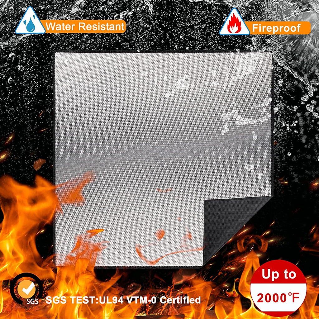40" Square Fire Pit Mat Grill Mat,DocSafe Fireproof Mat 3 Layers Fire Pit Pad for Deck Patio Grass Outdoor Wood Burning Fire Pit and BBQ Smoker,Easy to Clean,Black & Silver