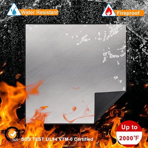 40" Square Fire Pit Mat Grill Mat,DocSafe Fireproof Mat 3 Layers Fire Pit Pad for Deck Patio Grass Outdoor Wood Burning Fire Pit and BBQ Smoker,Easy to Clean,Black & Silver