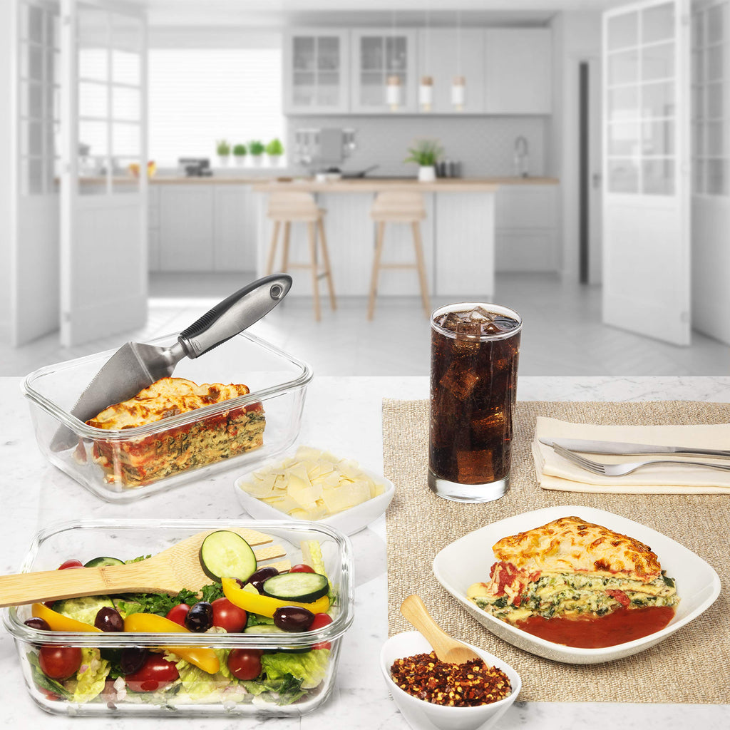Razab 8 Cups / 63 Oz 2 Pack Large Glass Container Food Storage with Lids - Leakproof, BPA-Free Large Glass Meal Prep Container Ideal for Roasting Turkey, Store Leftover - Microwave & Oven Safe