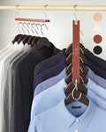 MORALVE Space Saving Hangers for Closet – 4 Pack European Beechwood 6-Tier Shirt Organizer with 360° Swivel Hook – Collapsible Clothes Hanger for Closet Organization (Hangers Not Included)