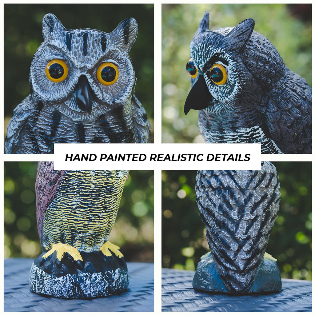 Galashield Owl Decoys to Scare Birds Away Plastic Owl Statue for Garden and Outdoors (Set of 3)