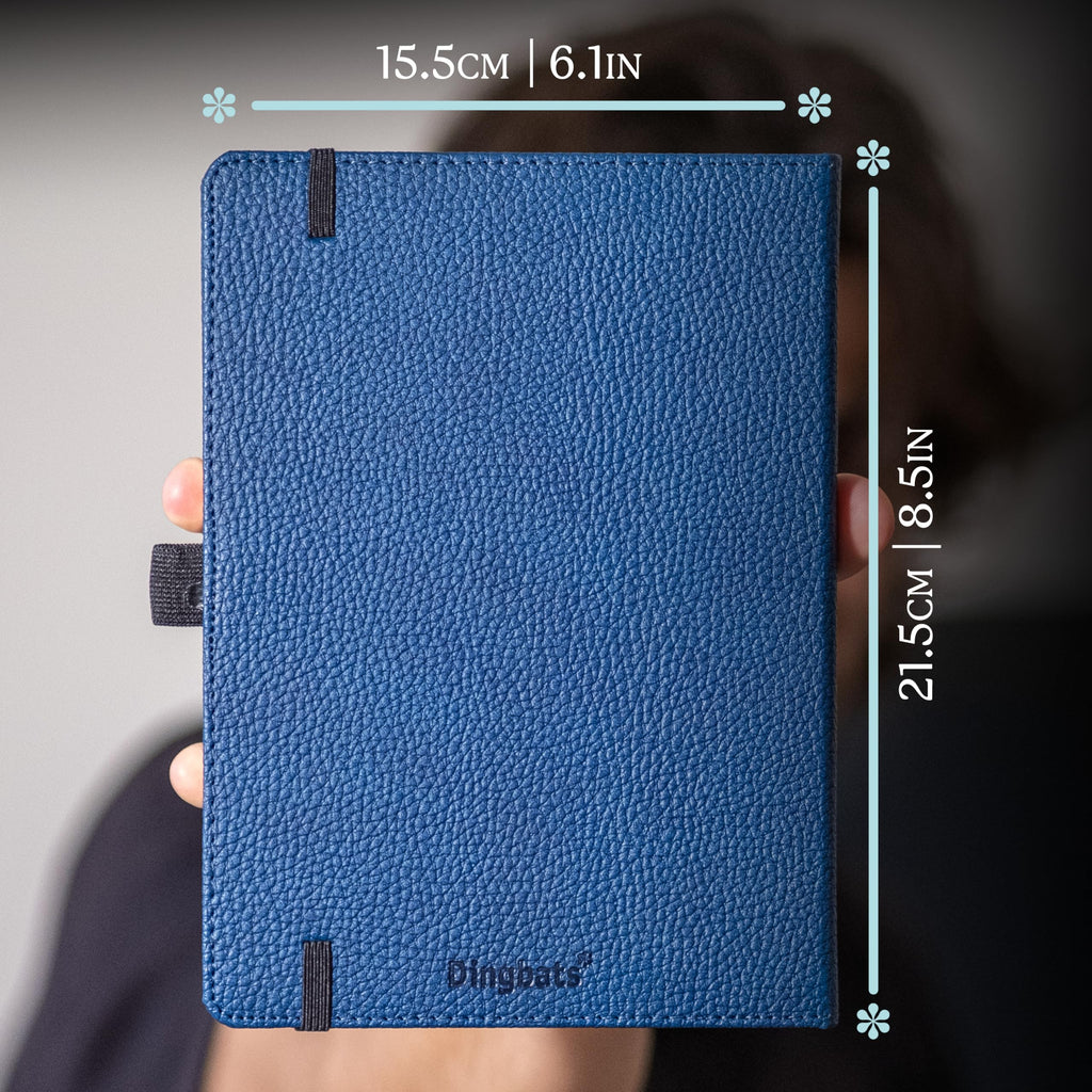 Dingbats* Wildlife Dotted Journal A5 - Vegan Leather Hard Cover, Ideal for Work, Travel - Pocket, Elastic Closure, Bookmark