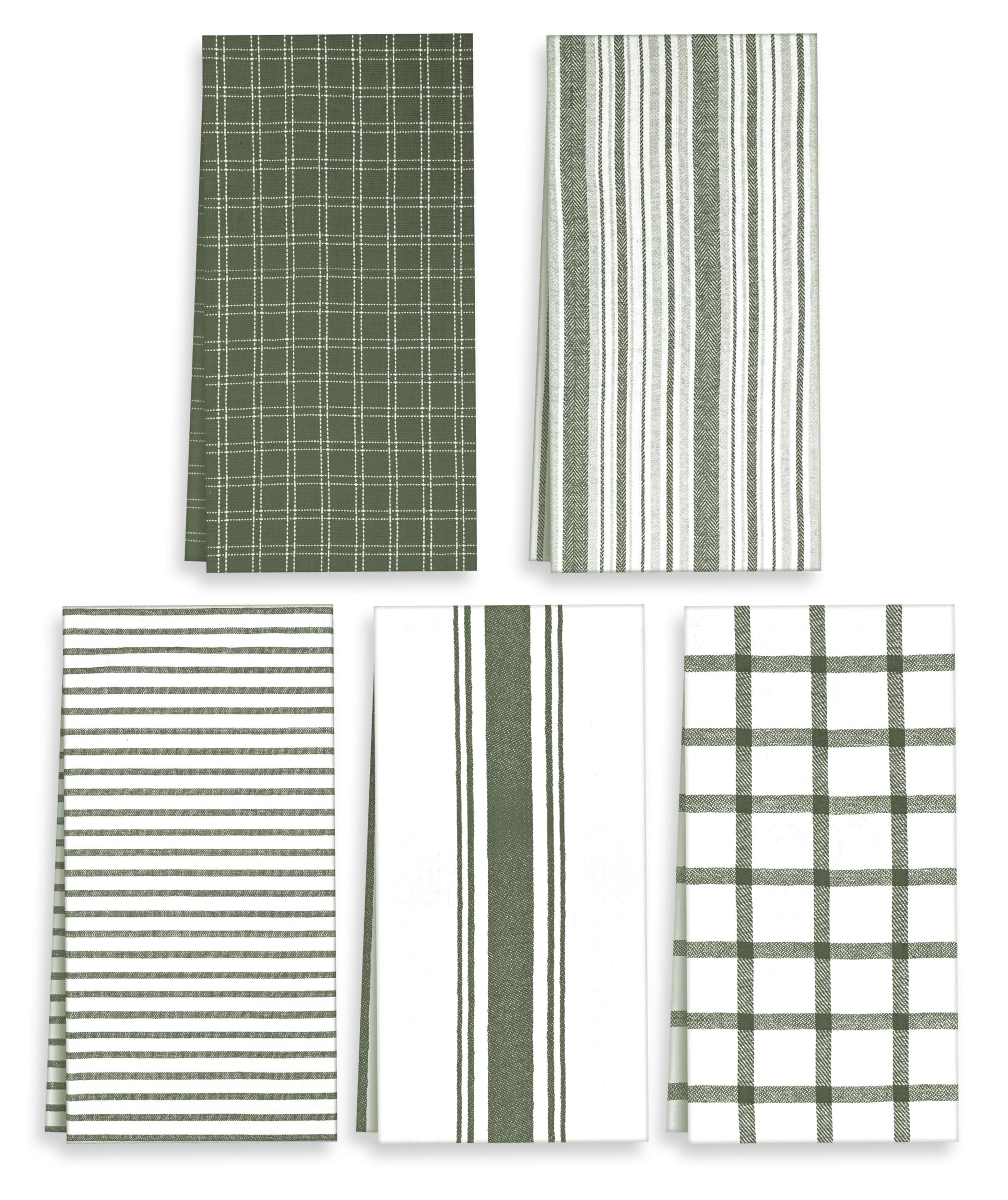 Trade Fountain Kitchen Towels - Pack of 5 Dish Towels for Kitchen Accessories - 19 x 27 INCHES Extra Large Highly Absorbent Dish Cloth - Reusable Hand Towels - 100% Pure Cotton Fabric (Olive)
