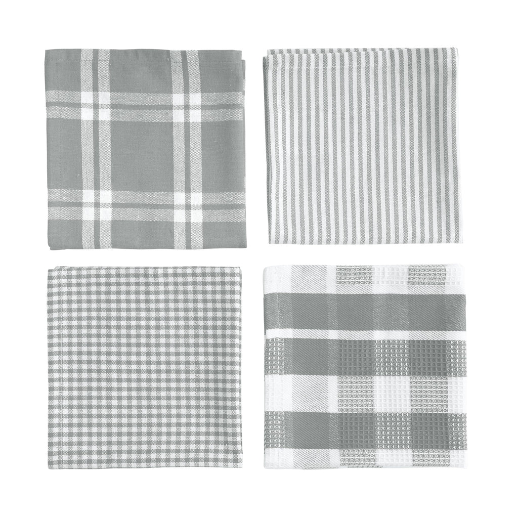 LANE LINEN 100% Cotton Kitchen Dish Cloths, Ultra Soft Absorbent Quick Drying Dish Towels, Multiweave Wash Cloths Dish Towel Sets, 13x13 Inches, 12 Pack - Grey