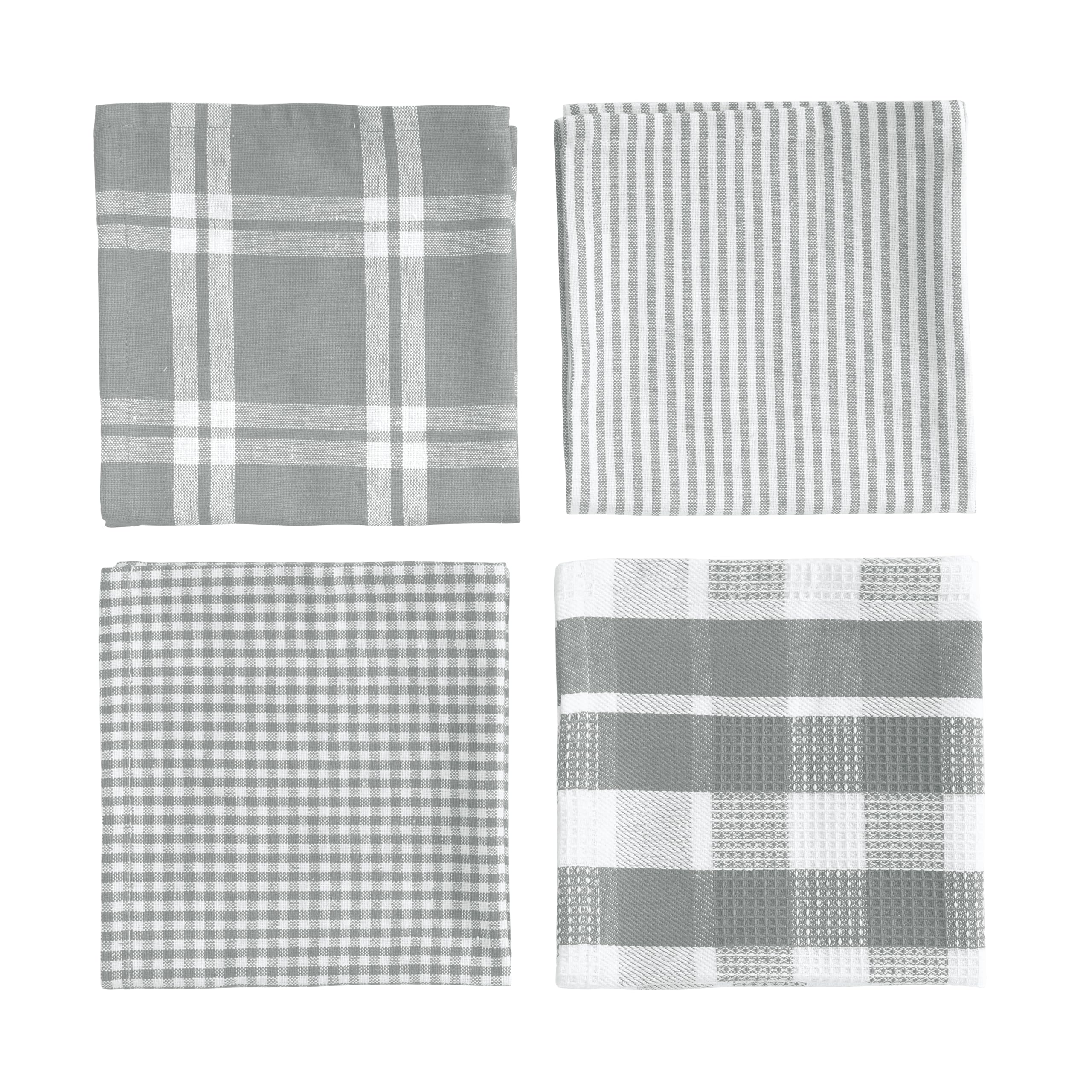LANE LINEN 100% Cotton Kitchen Dish Cloths, Ultra Soft Absorbent Quick Drying Dish Towels, Multiweave Wash Cloths Dish Towel Sets, 13x13 Inches, 12 Pack - Grey
