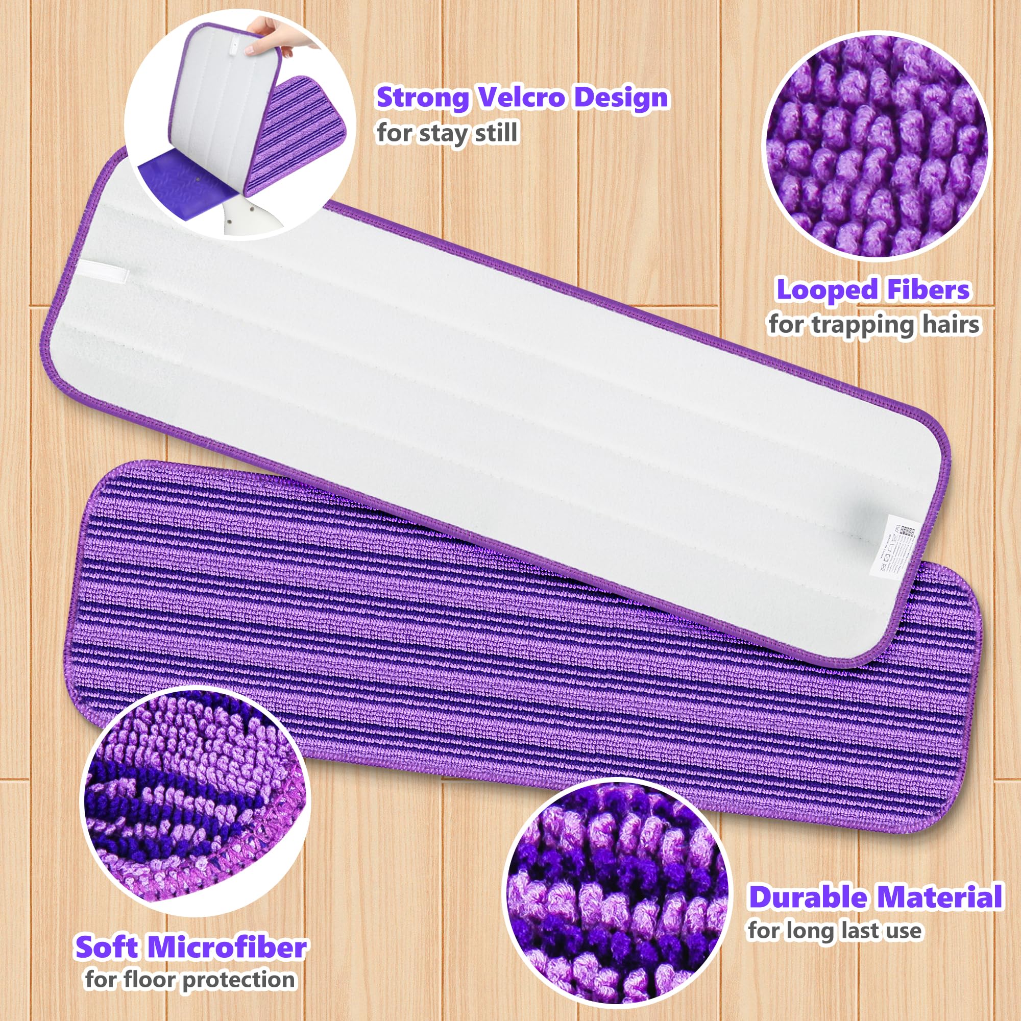 Reusable Mop Pads Compatible with Swiffer PowerMop, Microfiber Mop Pads Refills Mop Heads Replacement for Swiffer Mop Spray Mop Floor Mop, Washable Reusable Floor Mopping Refills, 6 Pack
