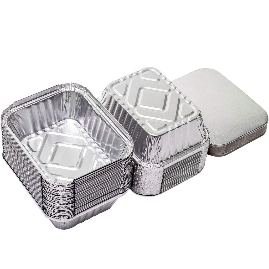 Elite Selection 1lb Aluminum Foil Pans - Reusable and Disposable Foil Pans - Stackable Foil Pans with Board Lids - Oven & Freezer Safe - 50 Piece Set (1LB Board Lids)…