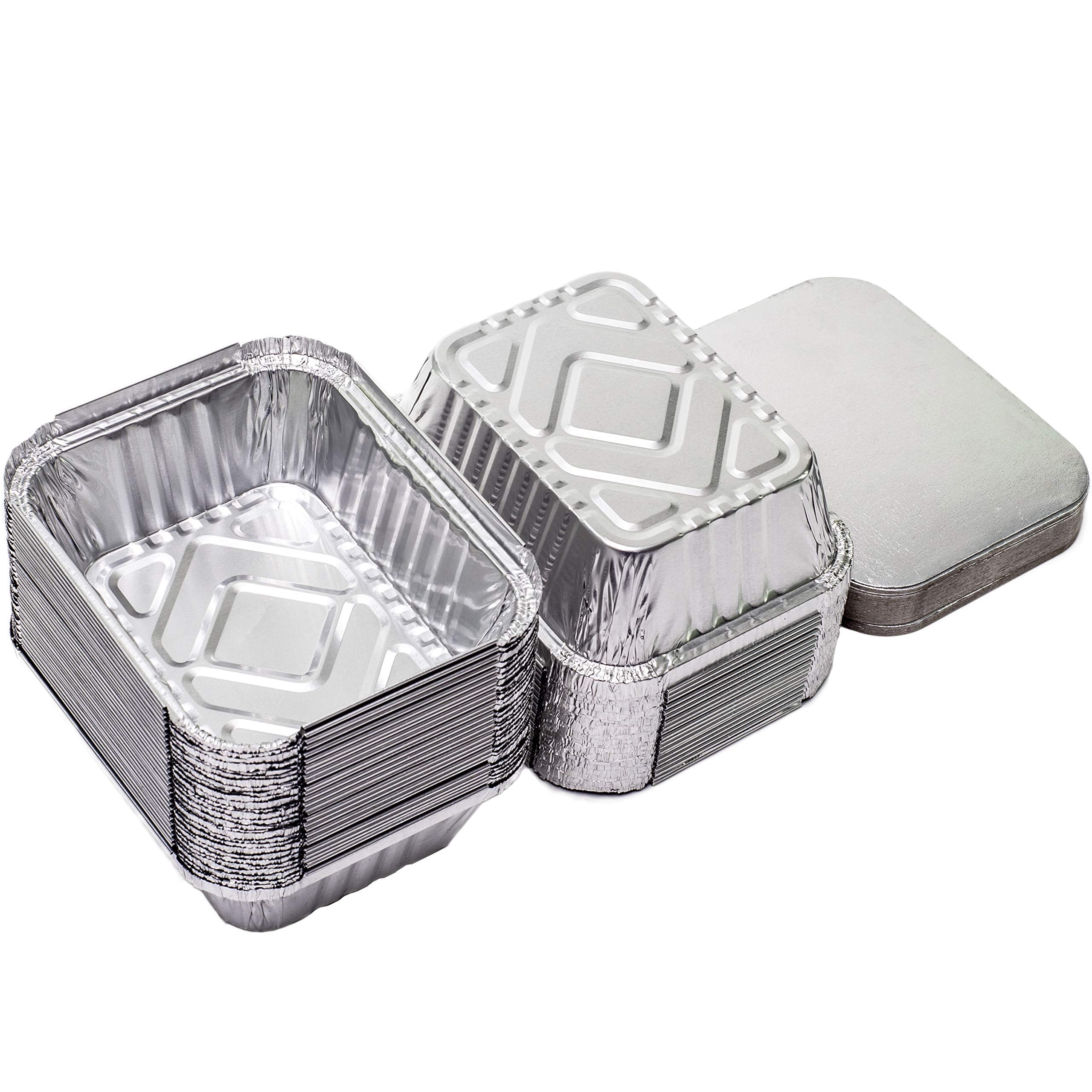 Elite Selection 1lb Aluminum Foil Pans - Reusable and Disposable Foil Pans - Stackable Foil Pans with Board Lids - Oven & Freezer Safe - 50 Piece Set (1LB Board Lids)…