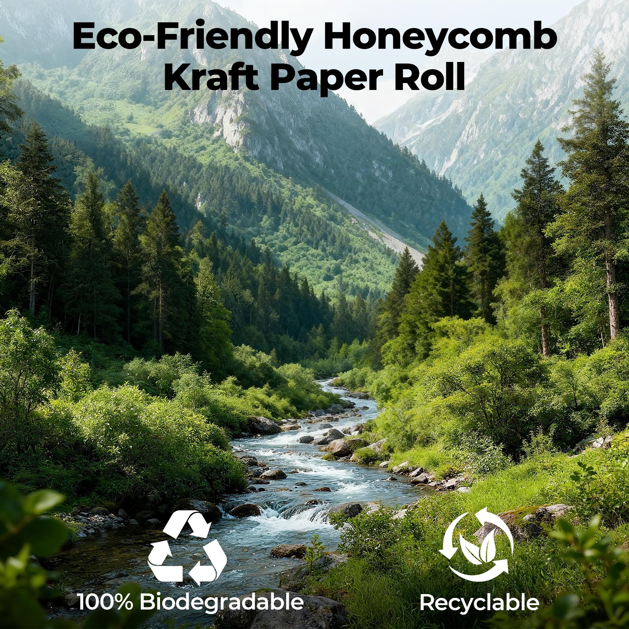 Tera Honeycomb Packing Paper Eco-friendly: 15"x100' Recyclable Cushioning Wrap for packaging Moving Supplies Shipping Boxes Gift Wrapping Paper Alternative to Bubble Wrap with 20 Fragile Sticker