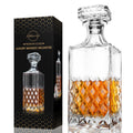 LIGHTEN LIFE Whiskey Decanter, 29oz Crystal with Stopper, Non-Lead Scotch Decanter in Gift Box, Premium for Vodka, Bourbon, Liquor