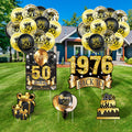 5Pcs 50th Birthday Yard Sign 16" Large Happy Birthday 50th Decorations for Men Women Birthday Party Lawn Signs Decorations with Stakes & 15pc Black Gold 50th Birthday Balloons for 50th Birthday Party