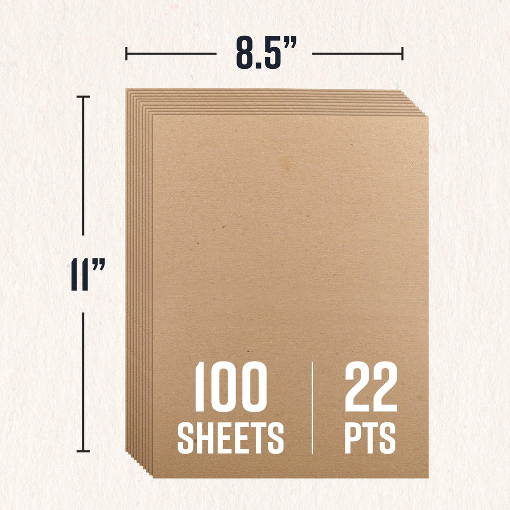 Bryco Goods 8.5" x 11" Chipboard Sheets (Pack of 100) 22 Point Chipboard - Made With 100% Recycled Material - Ideal For Framing Photos, Crafts, DIY - Thick And Durable, Keep Documents Safe In Shipping
