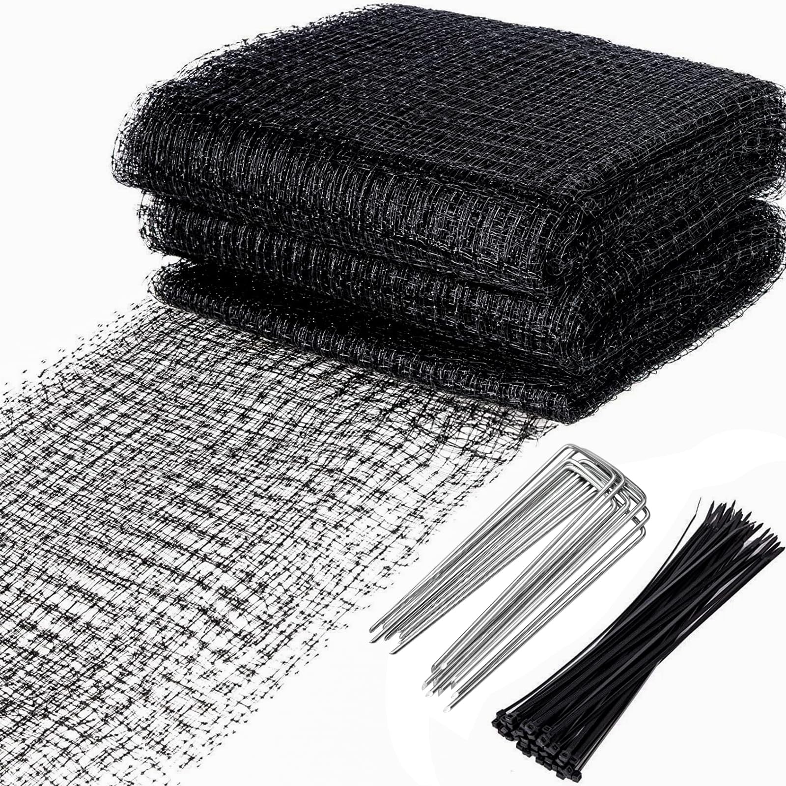 BEAUGIREW Garden Netting 7 x 100 ft Durable Bird Netting for Garden Heavy Duty Wire Mesh Net Fencing Protect Plants Fruits Trees from Birds Deer Poultry with 50 x Mounting Straps and 10 x Spikes