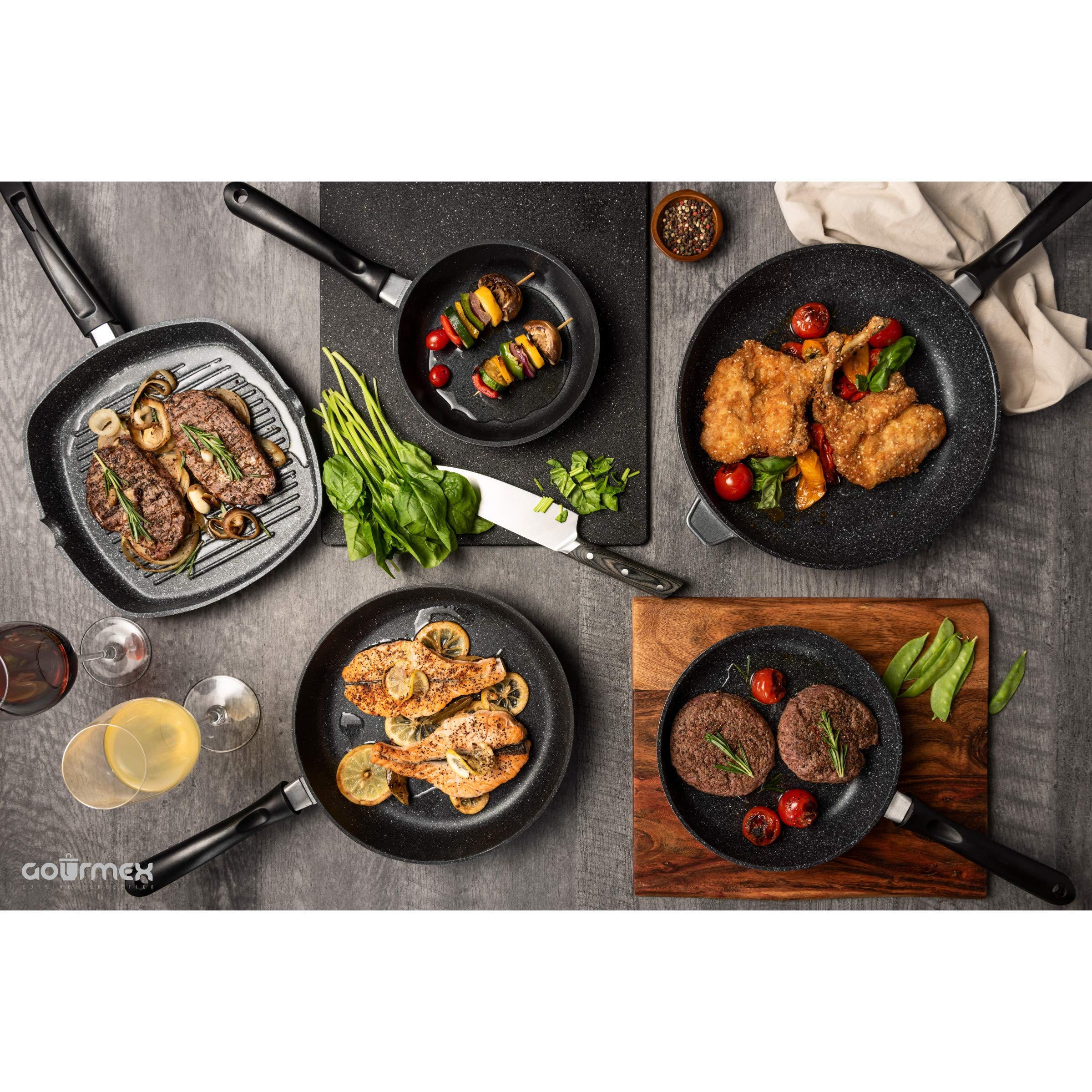 GOURMEX 26cm Induction Crepe Pan, Black, PFOA Free Nonstick Coating | Great Skillet for Omelets and Crepes | (26cm Crepe Pan)