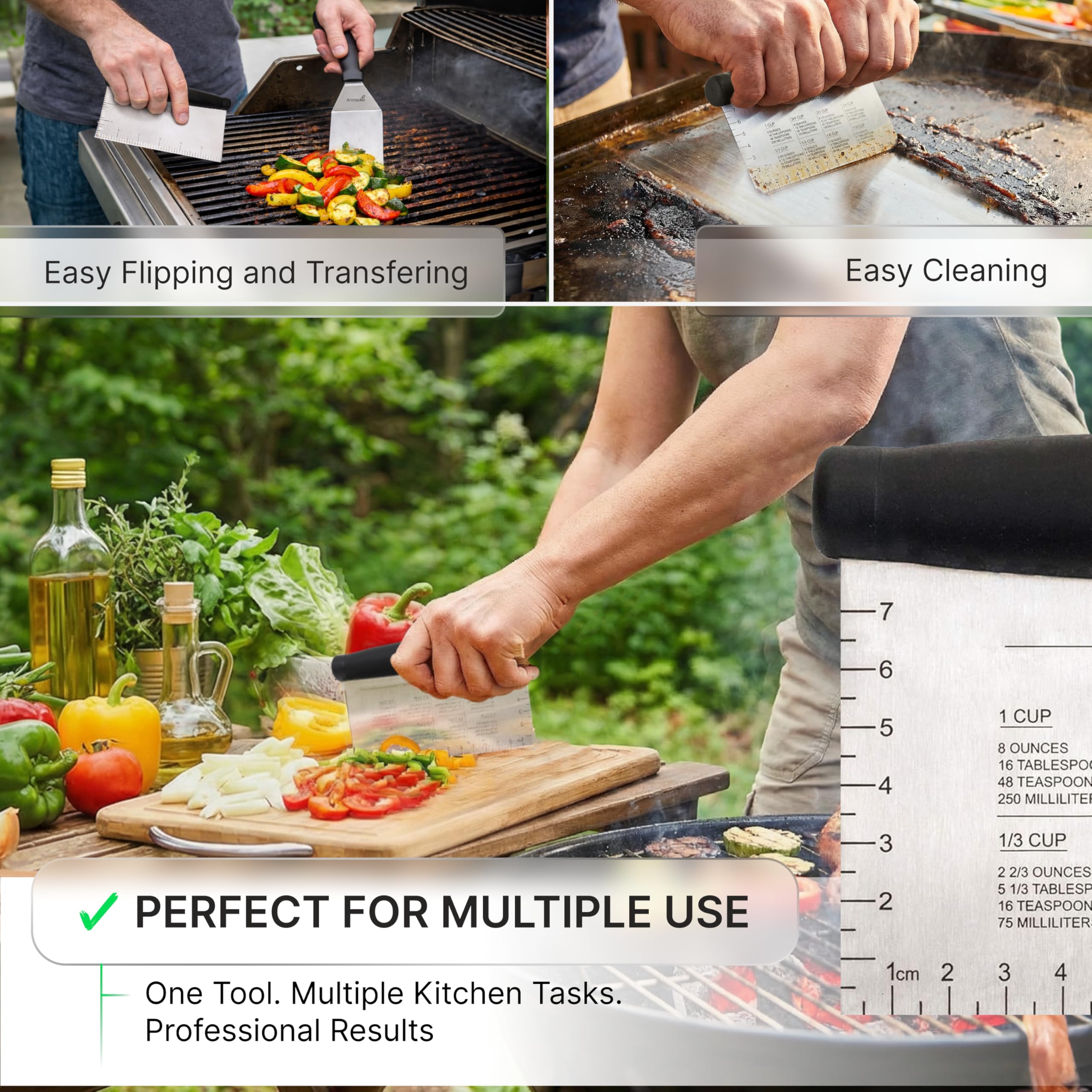 Professional Stainless Steel Spatula Set - Pancake Flipper - Hamburger Turner and Griddle Scraper - Metal Utensil Great for BBQ Grill Flat Top – Commercial Grade