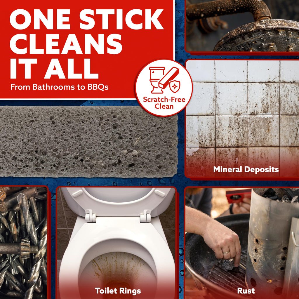 PUMIE Scouring Stick, Heavy Duty Extra Strong Pumice Cleaning Bar, Pumice Stone for Cleaning Tough Toilet Rings, Bathroom & Kitchen Stains - Scouring Stick on Toilet Bowls, Pool, Tiles (2 Pack)