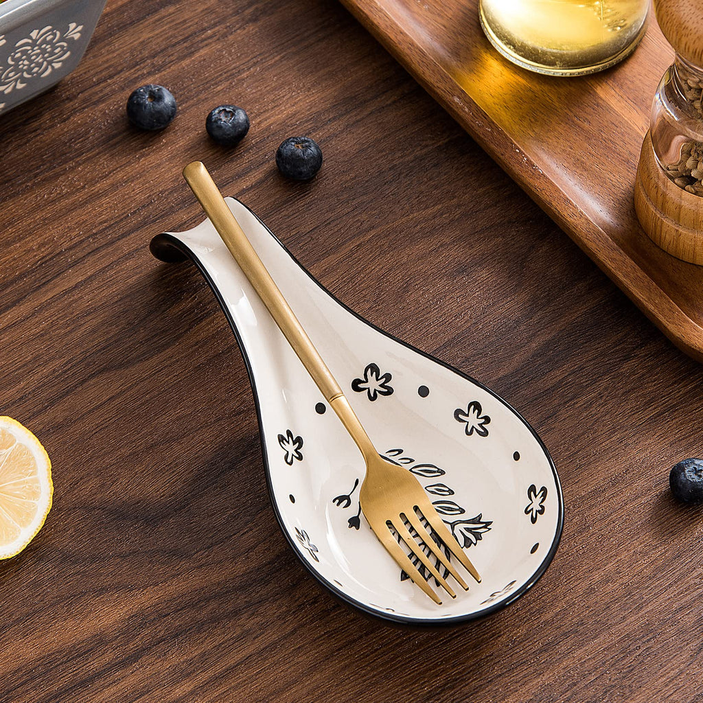 Wisenvoy Spoon Rest Spoon Holder for Stove Top Ceramic Spoon Holder Porcelain Spoon Rest for Kitchen Counter